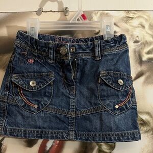 Mexx Denim Skirt in Dark Blue with Pink Embroidery